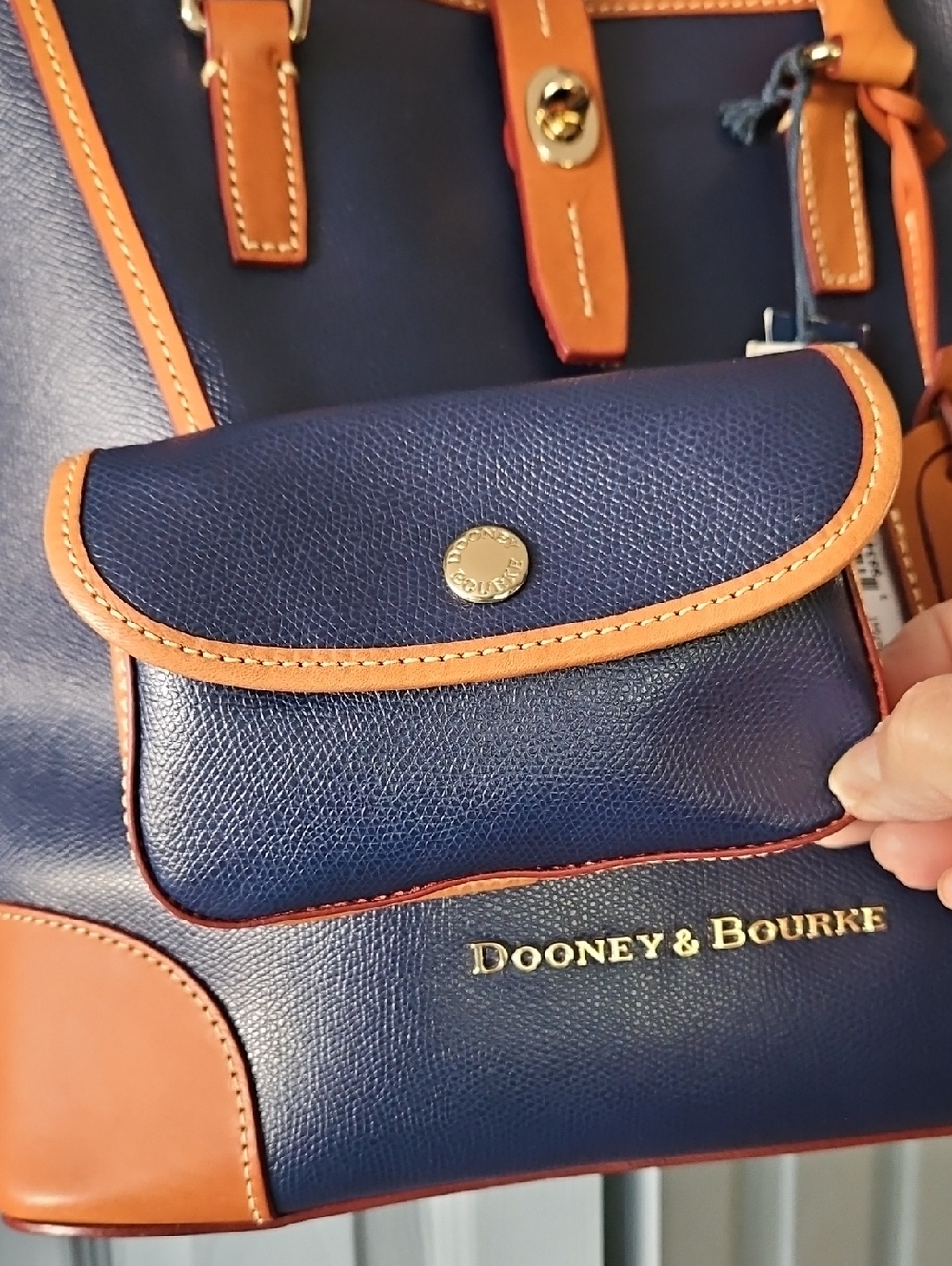 Dooney & Bourke Navy Leather Shelby Shopper With Accessories - Picture 2 of 16